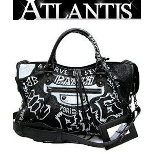 Balenciaga City Bag Graffiti Leather Black